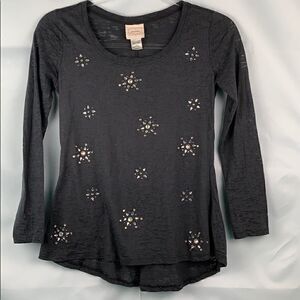 Self esteem long sleeve grey embellished top